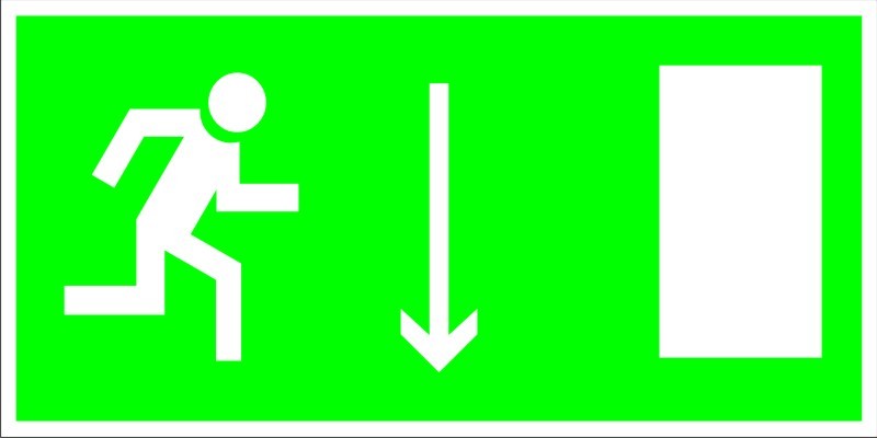 Е 09 Указатель двери эвакуационного выхода (правосторонний)