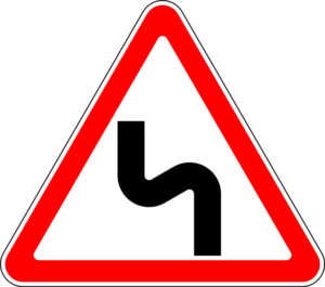 Дорожный знак 1.12.2 Опасные повороты с первым поворотом налево