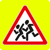дорожный знак 1.23 дети на флуоресцентном фоне