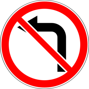 Дорожный знак 3.18.2 Поворот налево запрещён