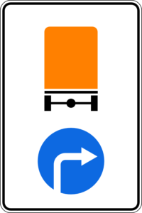 Дорожный знак 4.8.2 Направление движения транспортных средств с опасными грузами